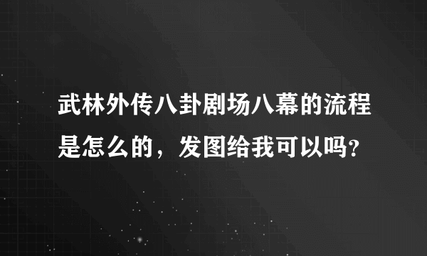 武林外传八卦剧场八幕的流程是怎么的，发图给我可以吗？