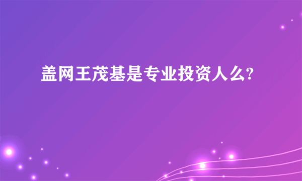 盖网王茂基是专业投资人么?