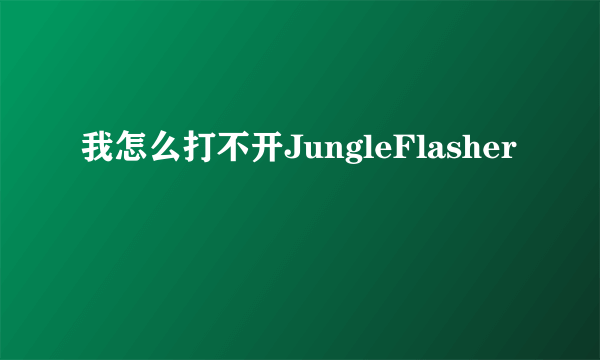 我怎么打不开JungleFlasher