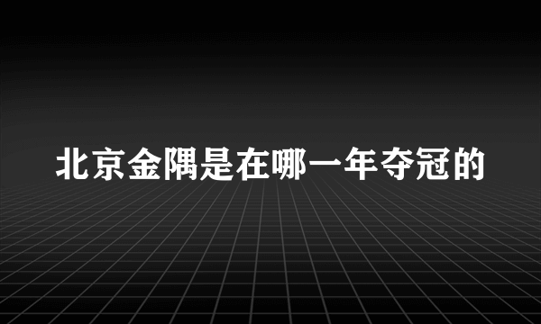 北京金隅是在哪一年夺冠的