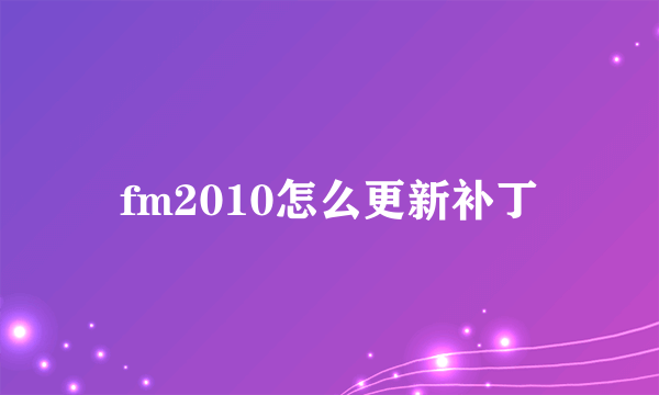 fm2010怎么更新补丁