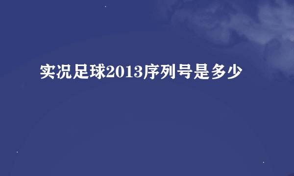 实况足球2013序列号是多少