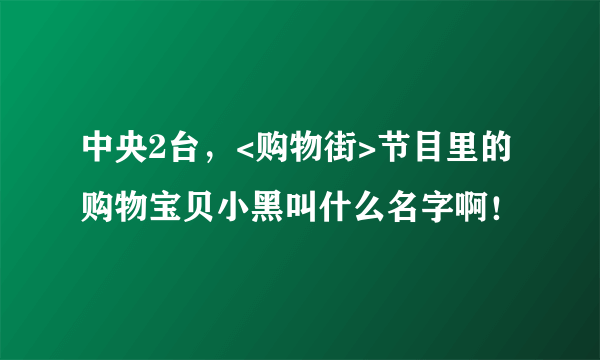 中央2台，<购物街>节目里的购物宝贝小黑叫什么名字啊！