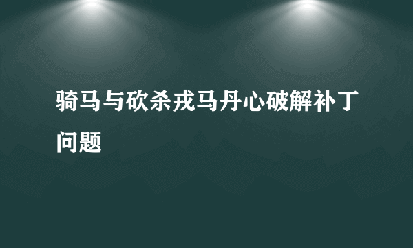 骑马与砍杀戎马丹心破解补丁问题