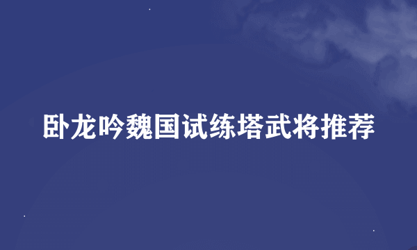 卧龙吟魏国试练塔武将推荐