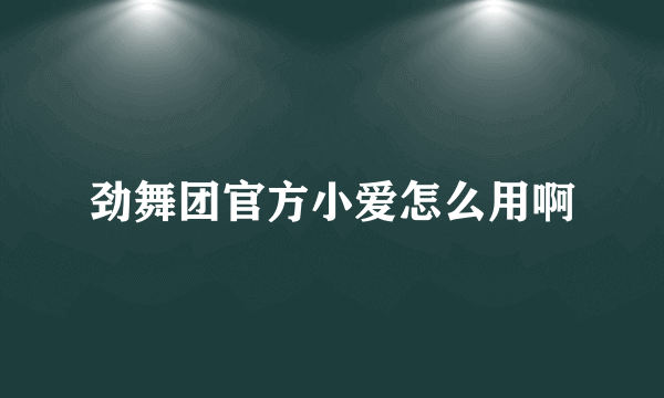 劲舞团官方小爱怎么用啊