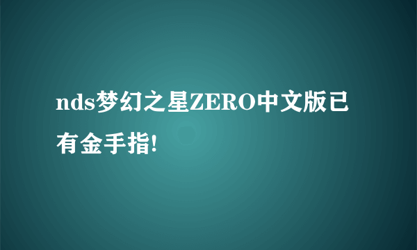 nds梦幻之星ZERO中文版已有金手指!