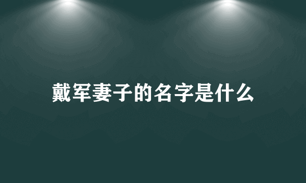 戴军妻子的名字是什么