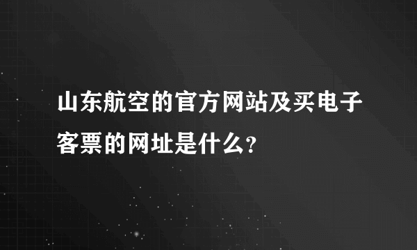 山东航空的官方网站及买电子客票的网址是什么？