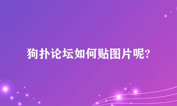 狗扑论坛如何贴图片呢?