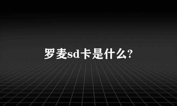 罗麦sd卡是什么?