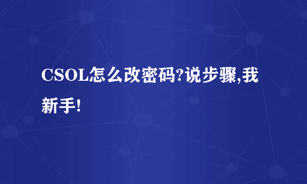 CSOL怎么改密码?说步骤,我新手!