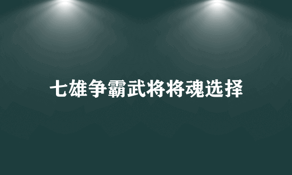 七雄争霸武将将魂选择