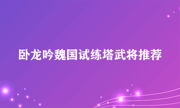 卧龙吟魏国试练塔武将推荐