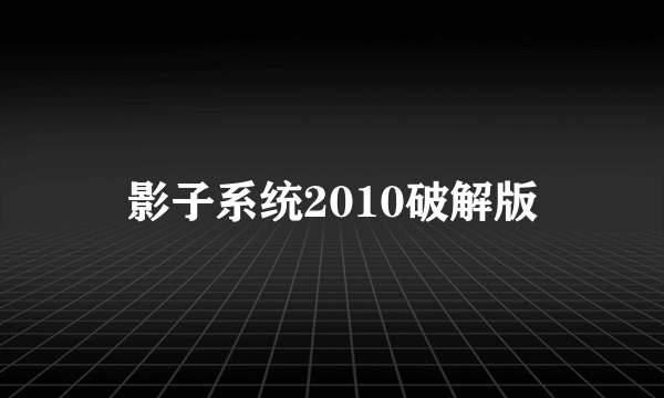 影子系统2010破解版