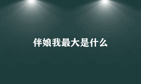 伴娘我最大是什么