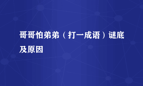 哥哥怕弟弟（打一成语）谜底及原因