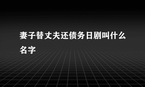 妻子替丈夫还债务日剧叫什么名字