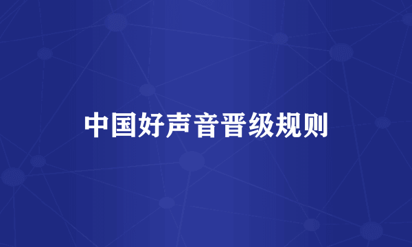 中国好声音晋级规则