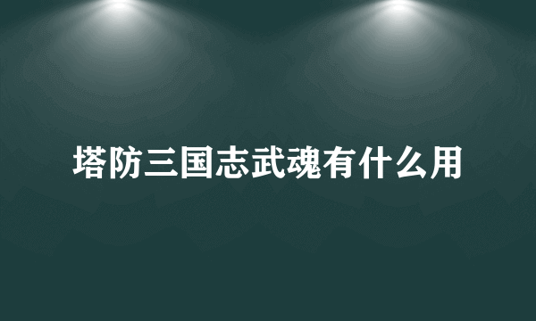塔防三国志武魂有什么用